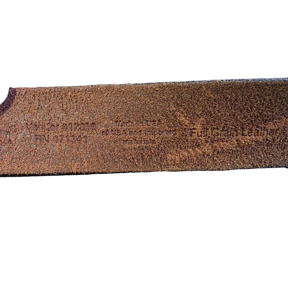 LL Bean Full Grain Brown Leather Belt 56” Made In USA 1 3/4